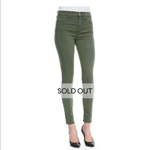J Brand HighRise Lux Sateen Jeans,Hood Green sz 27